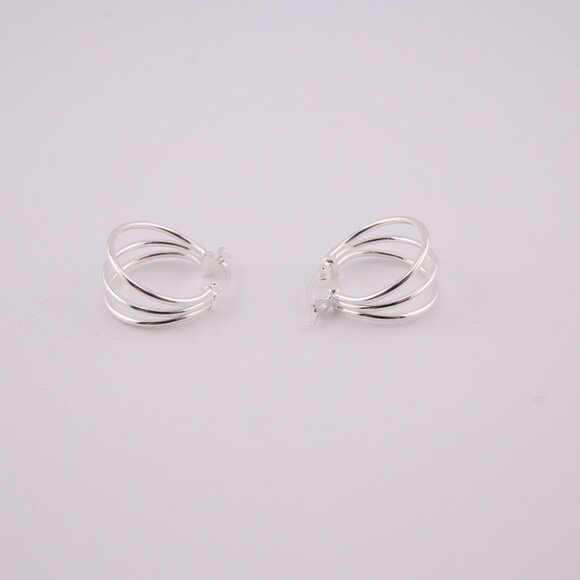 Women's Sterling Silver Multi-Hoop Dangle Earrings Statement Jewelry ** - Picture 9 of 10